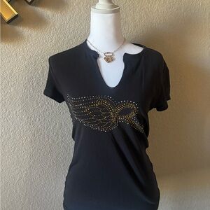 Rocawear Black Top with Gold Wing Design